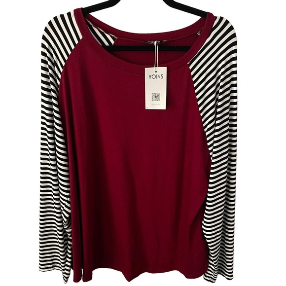 Yoins Your Inspiration Shirt Womens Plus Size 2X XXL Striped Long Sleeve Casual - Picture 1 of 10
